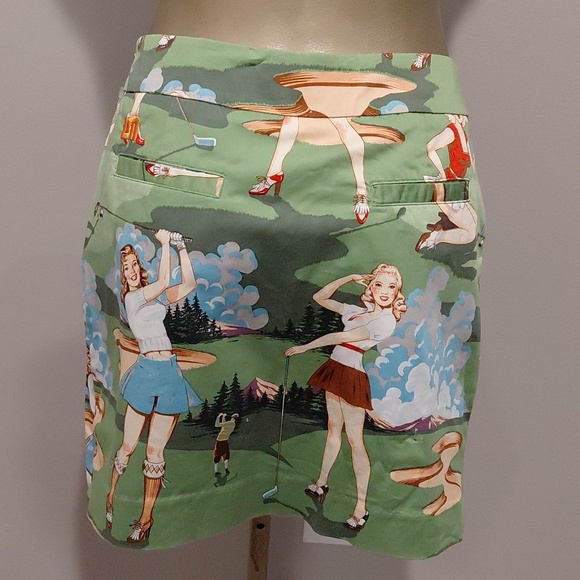 Loudmouth Ladies Women's Retro Golf Print Mini Skort - Picture 4 of 8
